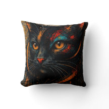 Moderne bunte schwarze Katzen-Kunst-Kissen