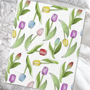 Moderne Bunte Tulpe Fleecedecke