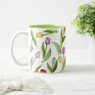 Moderne bunte Tulpe Zweifarbige Tasse