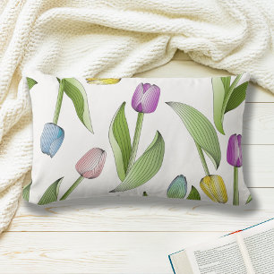 Moderne bunte Tulpenmuster Lendenkissen