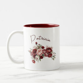 Moderne Burgund-Blume Zweifarbige Tasse