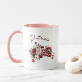 Moderne Burgund-Blush-Blume Tasse
