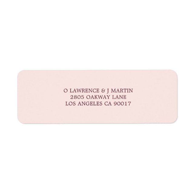 Moderne Burgund Blush Pink Hochzeitadresse (Vorne)