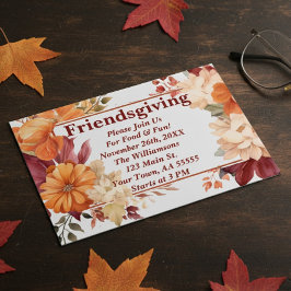 Moderne Burgund Floral Friendsgiving Einladung
