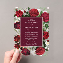 Moderne Burgund Floral Wasserfarbe Elegante Hochze
