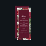 Moderne Burgund Floral Wasserfarbe Elegante Hochze Menükarte<br><div class="desc">Modernes,  bordeauxfarbenes und blumenweißes Hochzeitsdesign mit Aquarellfarben-Blume. Dieses moderne Hochzeitsdesign ist ideal für alle Jahreszeiten,  Frühjahr,  Sommer,  Herbst und Winter. Eine elegante Bordeaux und weiße Rosen und ihre grüne Aquarellbilder. Ein klassisches bordeauxfarbenes Hochzeitsmenü mit floralen Themen und modernen eleganten Elementen. Auch die passenden Hochzeitseinladungen und andere Schreibwaren sind verfügbar.</div>