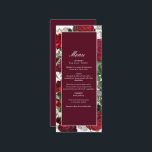 Moderne Burgund Floral Wasserfarbe Elegante Hochze Menükarte<br><div class="desc">Modernes,  bordeauxfarbenes und blumenweißes Hochzeitsdesign mit Aquarellfarben-Blume. Dieses moderne Hochzeitsdesign ist ideal für alle Jahreszeiten,  Frühjahr,  Sommer,  Herbst und Winter. Eine elegante Bordeaux und weiße Rosen und ihre grüne Aquarellbilder. Ein klassisches bordeauxfarbenes Hochzeitsmenü mit floralen Themen und modernen eleganten Elementen. Auch die passenden Hochzeitseinladungen und andere Schreibwaren sind verfügbar.</div>