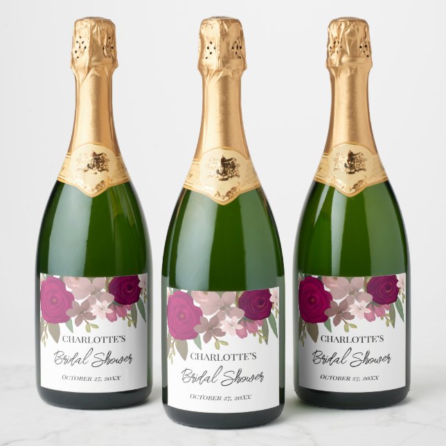Moderne Burgund Garden Blume Brautparty Gefallen (Flaschen)