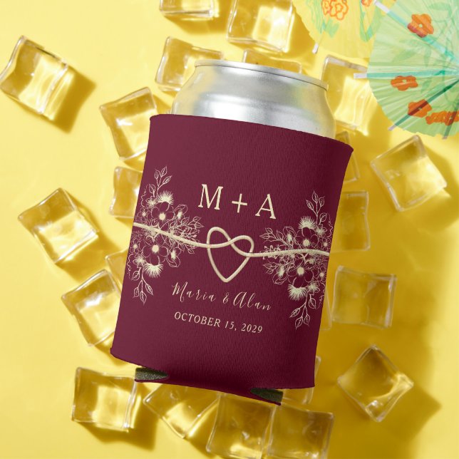 Moderne Burgund-Gastgeschenk Hochzeit Dosenkühler (In Situ Sommer)