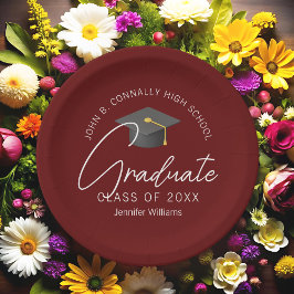 Moderne Burgund Graduate Custom Graduate Party Pappteller