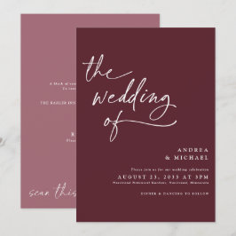 Moderne Burgund/Merlot Handwriting Wedding Einladung