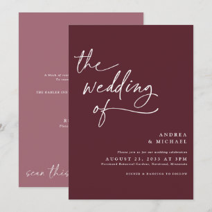 Moderne Burgund/Merlot Handwriting Wedding Einladung