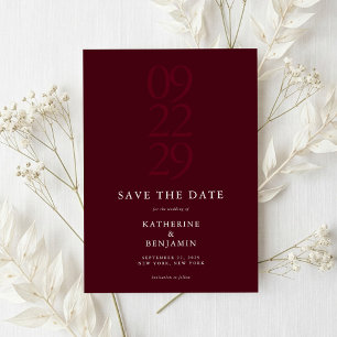 Moderne Burgund Minimalistische Hochzeit - Termin Save The Date