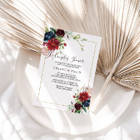 Moderne Burgund Navy Blush Floral Paare Dusche