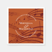 Moderne Burgund Orange Musiknoten Hochzeitspapier