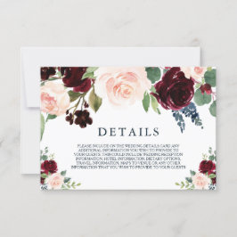 Moderne Burgund Red Wine Navy Hochzeitskarte RSVP Karte