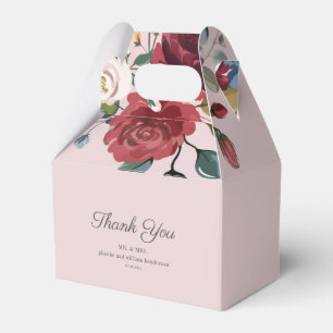 Moderne Burgund Wasserfarbenflora Rustikale Hochze Geschenkschachtel