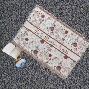 Moderne Burgund-Wildblumen   Elegant Boho Floral Decke