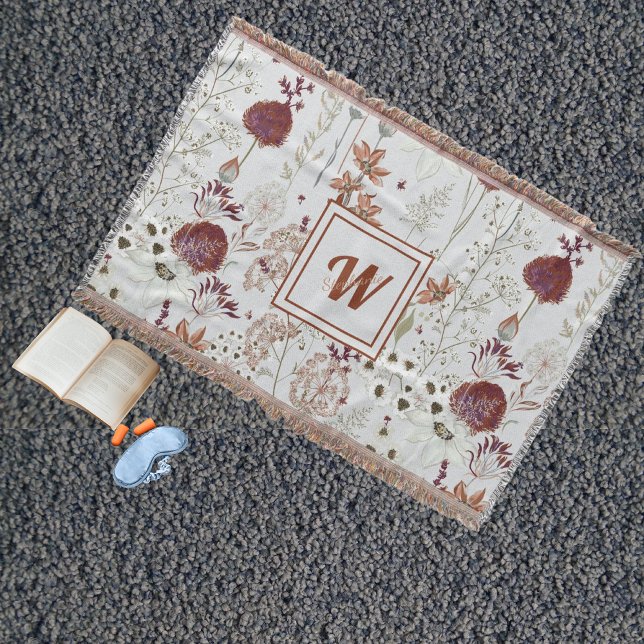 Moderne Burgund-Wildblumen | Elegant Boho Floral Decke (Von Creator hochgeladen)