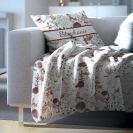 Moderne Burgund-Wildblumen | Elegant Boho Floral Fleecedecke