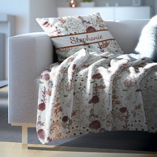 Moderne Burgund-Wildblumen Elegant Boho Floral Fleecedecke