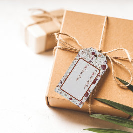 Moderne Burgund-Wildblumen | Elegant Boho Floral Geschenkanhänger