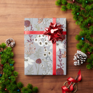Moderne Burgund-Wildblumen   Elegant Boho Floral Geschenkpapier