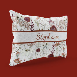 Moderne Burgund-Wildblumen | Elegant Boho Floral Kissenbezug
