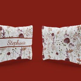 Moderne Burgund-Wildblumen | Elegant Boho Floral Kissenbezug