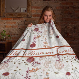 Moderne Burgund-Wildblumen | Elegant Boho Floral Sherpadecke