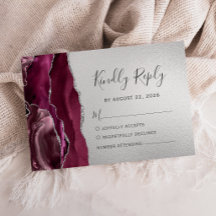 Moderne Burgunder-Achat-Silber-Hochzeit