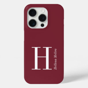 Moderne Burgunder-Monogramm-Name Case-Mate iPhone Hülle