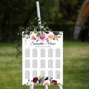 Moderne burgunderrote Wasserfarben-Blumen & Beeren Poster