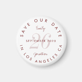 Moderne burgundische Typografie Save the Date Magnet