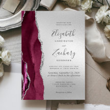 Moderne Burgundy Agate Silver Wedding