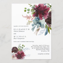 Moderne Burgundy Dusty Blue Peach Floral Wedding