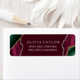 Moderne Burgundy Gold Agate Emerald Green Wedding