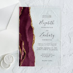 Moderne Burgundy Gold Agate Wedding Acryleinladungen<br><div class="desc">Die links Kulisse dieser modernen Hochzeitseinladung besticht durch eine bordeauxrote Aquarellgrenze mit vergoldetem Imitat-Glitzer. Der anpassbare Text kombiniert handschriftlich,  kopperplate und kursiv Schriftart in Holzkohlegrau auf einem klaren Hintergrund.</div>