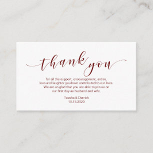 Moderne burgundy Schrift, Hochzeit Danke Begleitkarte