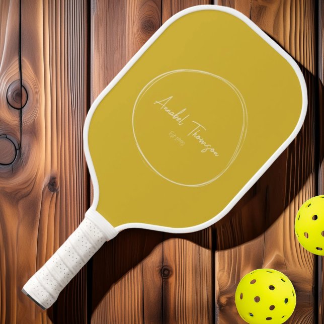 Moderne Burnt Lemon Mitte des Jahrhunderts | Name  Pickleball Schläger (Von Creator hochgeladen)