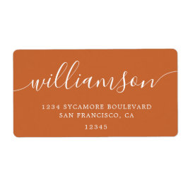 Moderne Burnt Orange Script Rücksendeadresse