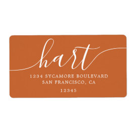 Moderne Burnt Orange Script Rücksendeadresse