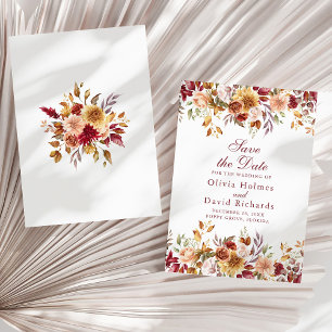 Moderne burnt orange Terrakotta Wildblumen Hochzei Save The Date