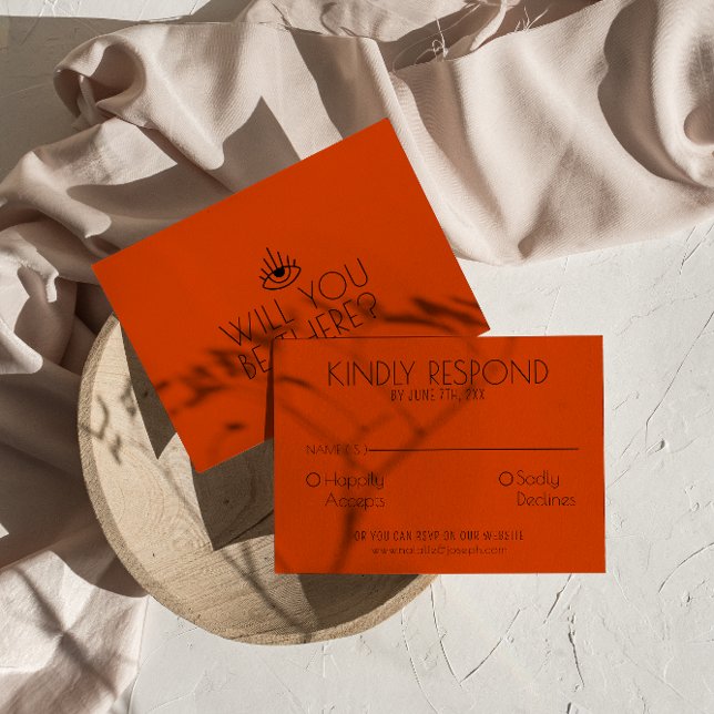 Moderne Burnt Orange Western Wüste Einzigartige Ho RSVP Karte (Von Creator hochgeladen)