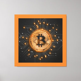 moderne Büroeinrichtung Krypto BITCOIN LOGO orange Leinwanddruck