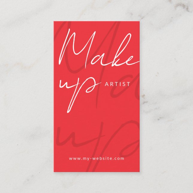 Moderne Business Card Rot und Schwarz Makeup Künst Visitenkarte (Vorderseite)