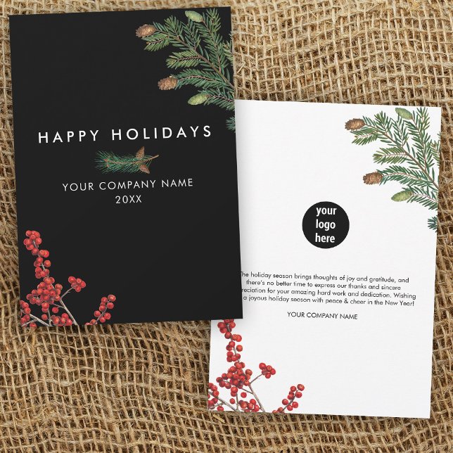 Moderne Business Corporate Pine Cone Weihnachtskar (Modern Business Corporate Pine Cone Christmas Card)