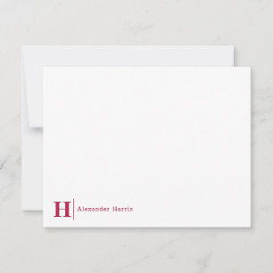 Moderne Business Monogram Erstreihe Burgundy Red Mitteilungskarte