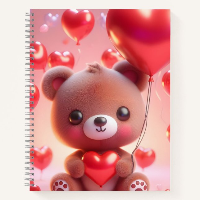 Moderne Business-Notebooks mit Bär und Herz Notizbuch (Vorderseite)