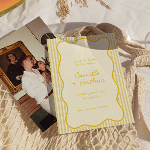 Moderne Buttergelbe Hochzeit retten das Datum Save The Date